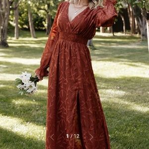 Large Bridget Textured Maxi Dress in Rust